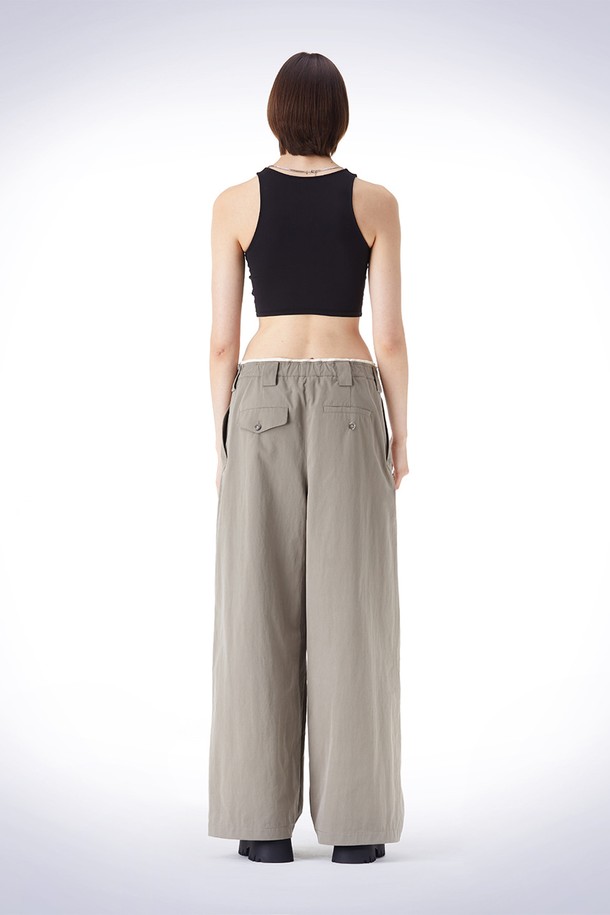 HAUS 072C - 롱/미디팬츠 - BELT LOOP POINT WIDE PANTS GREY