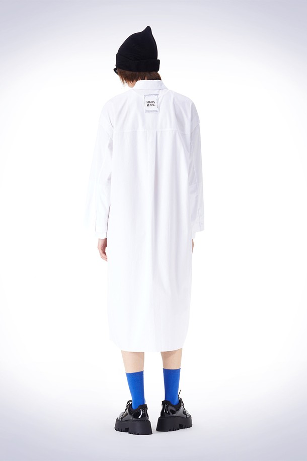 HAUS 072C - 긴소매 원피스 - DOUBLE LAYERED SLEEVE ONEPIECE WHITE