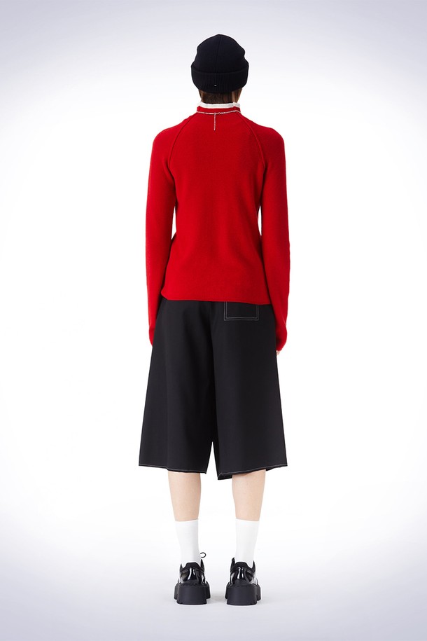 HAUS 072C - 스웨터 - RAGLAM ARRANGE TURTLE KNIT RED