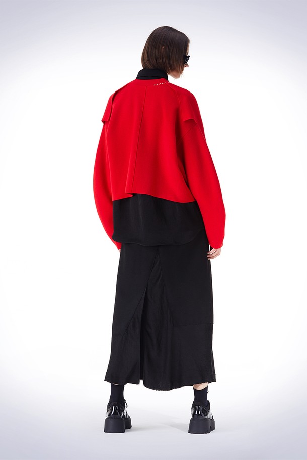 HAUS 072C - 가디건 - CROP WING WOOL CARDIGAN RED