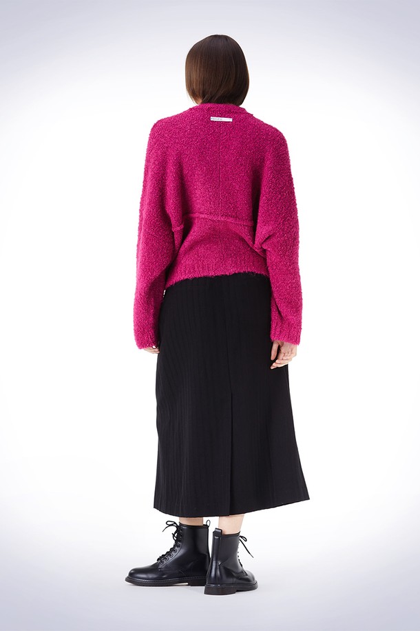 HAUS 072C - 가디건 - BOUCLE V-NECK CARDIGAN  PINK