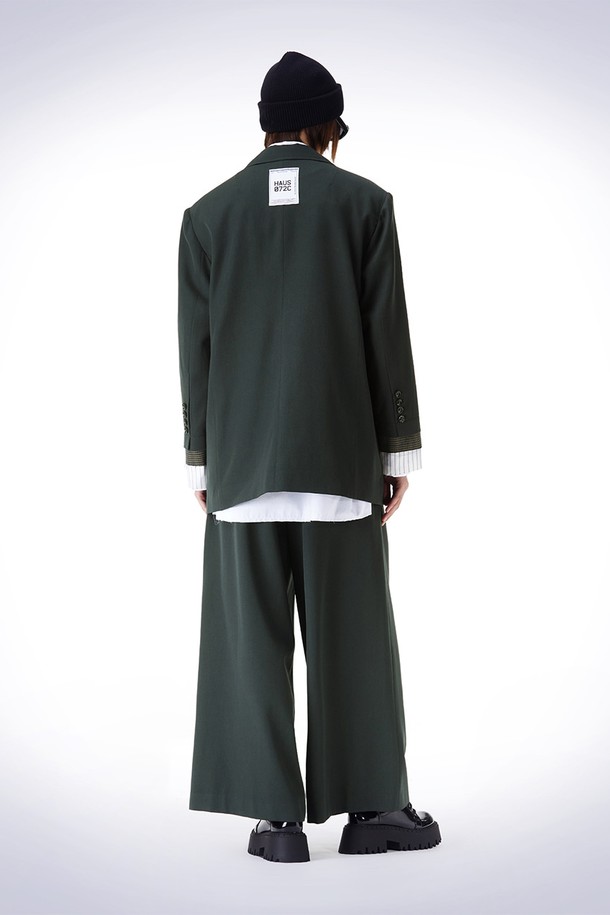 HAUS 072C - 자켓 - COLORING SLEEVE JACKET DARK GREEN