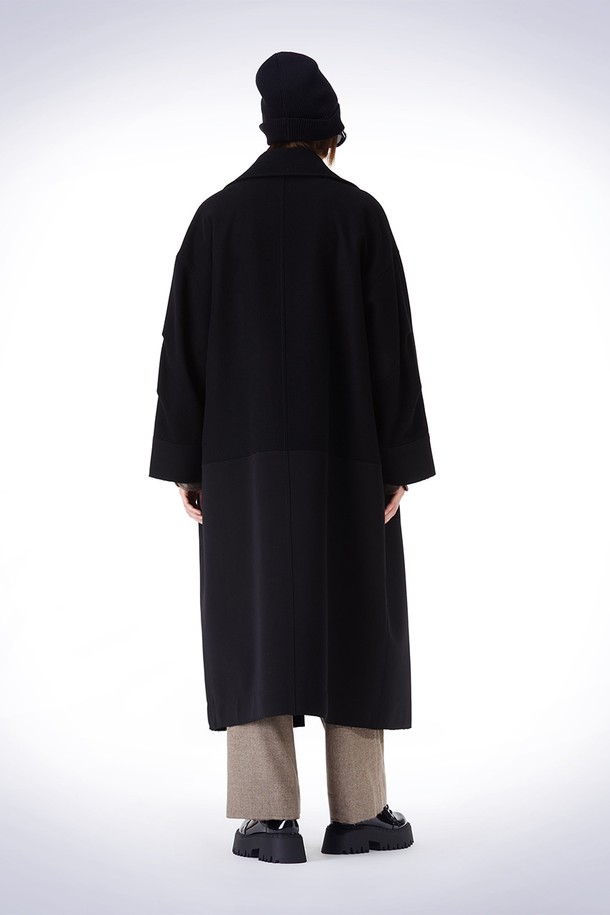 HAUS 072C - 코트 - PATCH POINT LONG COAT BLACK