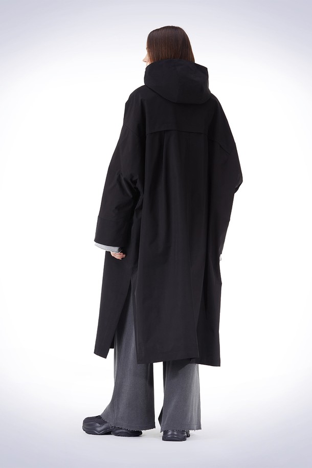 HAUS 072C - 코트 - DOLMAN SLEEVE HOODY COAT BLACK