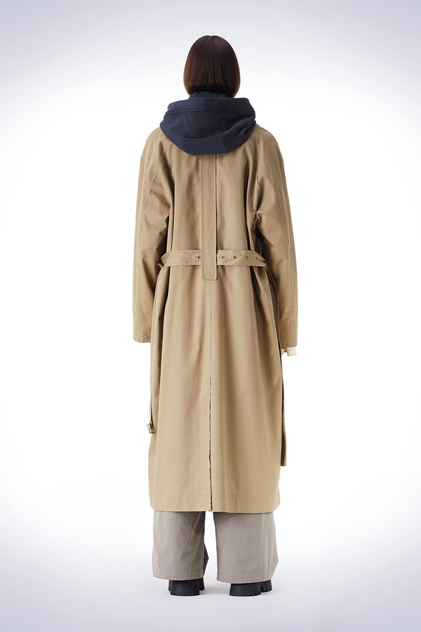 HAUS 072C - 코트 - DETACHABLE HOODY TRENCH COAT BEIGE