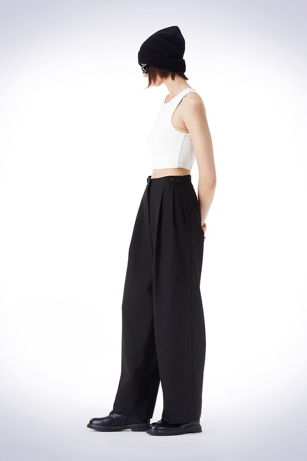 HAUS 072C - 롱/미디팬츠 - BIZO POINT WIDE PANTS BLACK