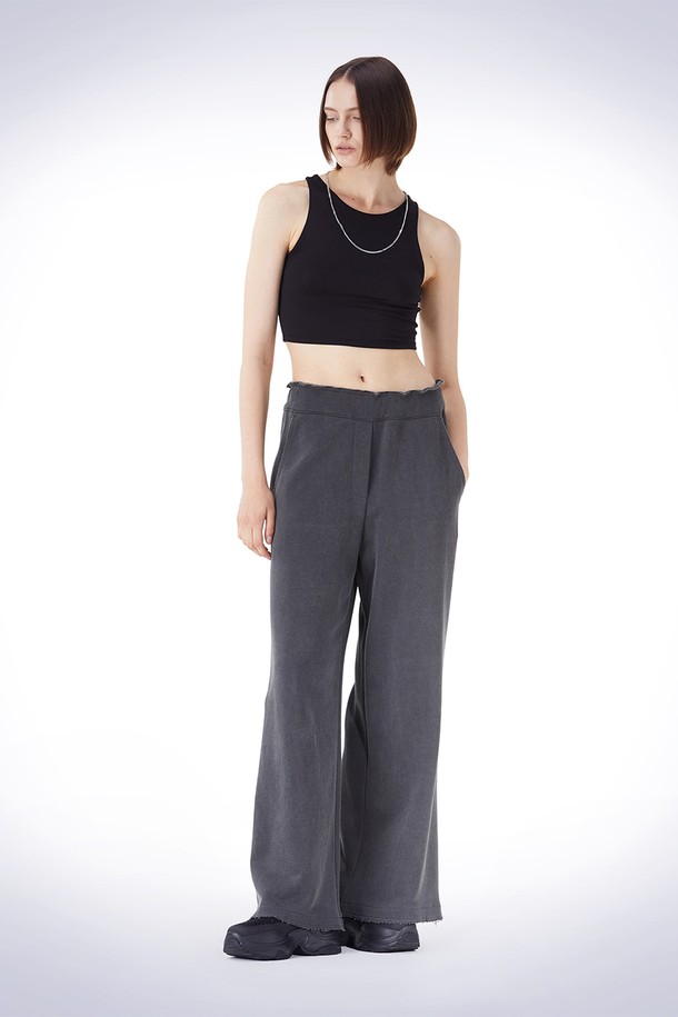 HAUS 072C - 롱/미디팬츠 - BANDING WIDE SWEAT PANTS GREY