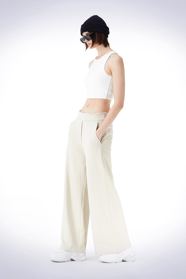 HAUS 072C - 롱/미디팬츠 - BANDING WIDE SWEAT PANTS IVORY