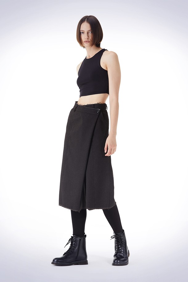 HAUS 072C - 롱/미디팬츠 - BERMUDA WRAP PANTS BROWN