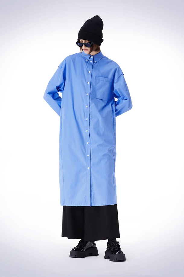 HAUS 072C - 긴소매 원피스 - DOUBLE LAYERED SLEEVE ONEPIECE BLUE