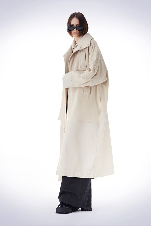 HAUS 072C - 코트 - PATCH POINT LONG COAT BEIGE