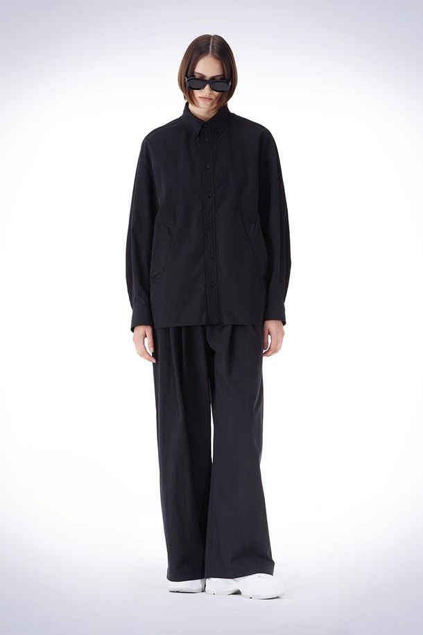 HAUS 072C - 셔츠 - RAW CUT POKET HEM SHIRT BLACK