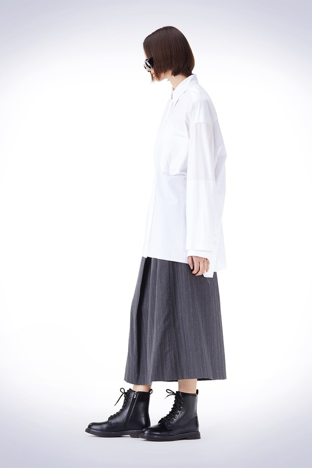 HAUS 072C - 셔츠 - DOUBLE LAYERED SLEEVE SHIRT WHITE