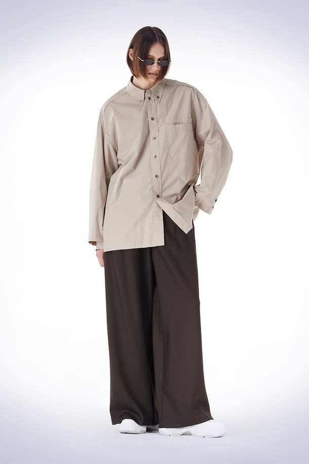 HAUS 072C - 셔츠 - DOUBLE LAYERED SLEEVE SHIRT BEIGE