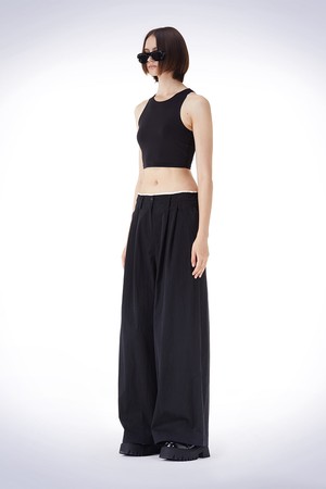 BELT LOOP POINT WIDE PANTS BLACK