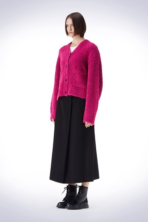 BOUCLE V-NECK CARDIGAN  PINK