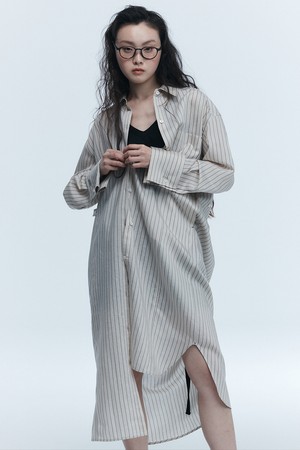 STRIPE SHIRTS ONEPIECE BEIGE