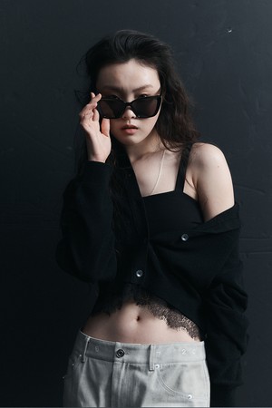 LILY BOUCLE LACE CARDIGAN BLACK