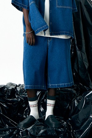 WASHING DENIM PANTS BLUE