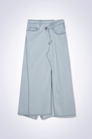 WASHED DENIM SKIRT LIGHT BLUE