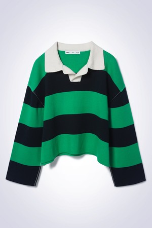 STRIPED CROP SWEATER GREEN