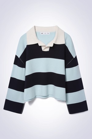 STRIPED CROP SWEATER SKY