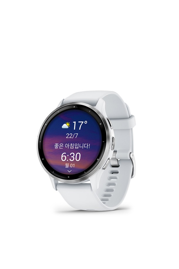 가민 베뉴3 화이트스톤 피트니스 GPS 스마트워치는 미니멀, 스포티, 캐주얼 스타일을 선호하는 분들을 위한 스마트워치입니다. 플라스틱과 실리콘 소재로 제작되었으며, 화이트스톤, 블랙, 아이보리, 페블 그레이, 세이지 그레이, 프렌치 그레이, 더스트 로즈 등 다양한 색상 옵션을 제공합니다. 피트니스, 일상, 러닝, 수영 등 다양한 용도로 사용 가능하며, GPS, 심박수 측정, 혈중 산소 포화도 측정, 수면 모니터링 등의 기능을 갖추고 있습니다. 5ATM 방수 등급을 지원하며, 스마트 모드 시 최대 14일, GPS 모드 시 최대 26시간 사용 가능한 배터리 성능을 자랑합니다. 30개 이상의 스포츠 모드, 650곡 저장 가능한 음악 재생 기능, 3가지 명상 세션을 통해 더욱 풍부한 경험을 제공합니다.
