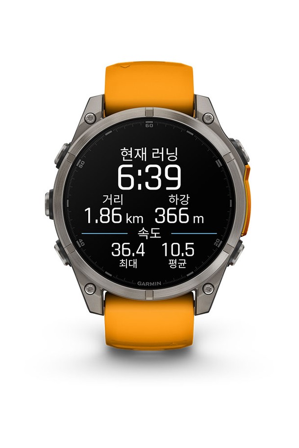 GARMIN - 기타소품 - 가민 피닉스 8 47mm 아몰레드 사파이어 티타늄 오렌지 밴드 GPS 스마트워치