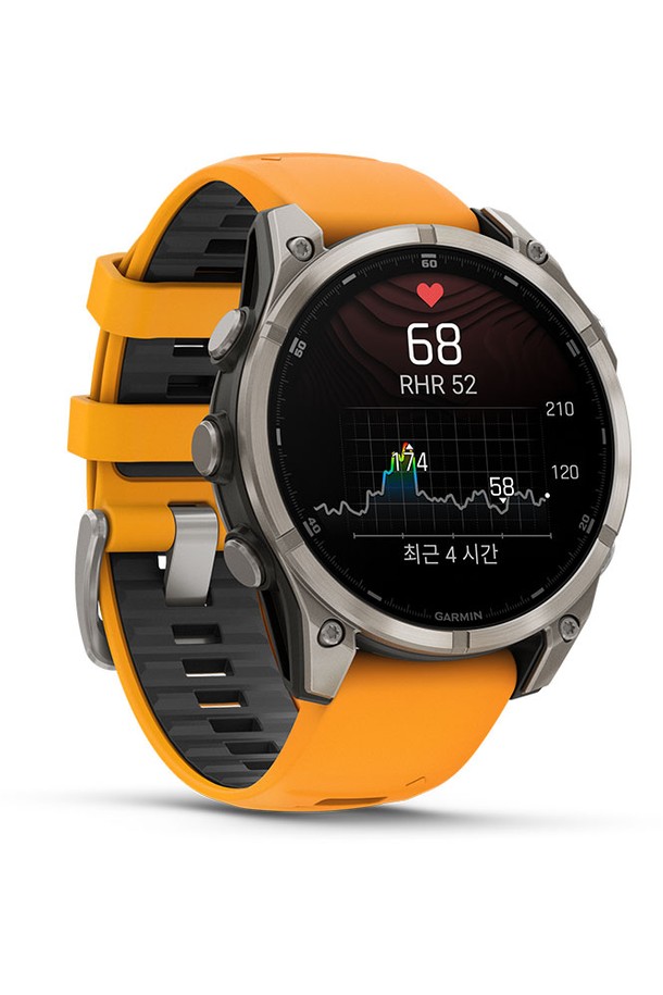 GARMIN - 기타소품 - 가민 피닉스 8 47mm 아몰레드 사파이어 티타늄 오렌지 밴드 GPS 스마트워치