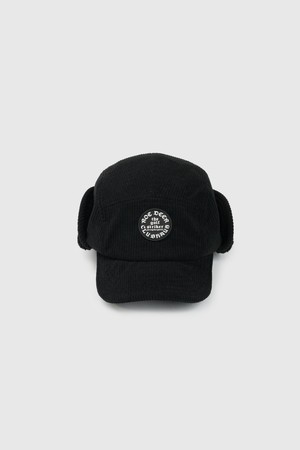 CORDUROY WINTER EAR-FLAP CAP (BLACK / IVORY)_BLACK-a
