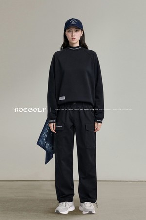 SIGNATURE RIB MOCKNECK SWEAT (BLACK RIB)_BLACK-a