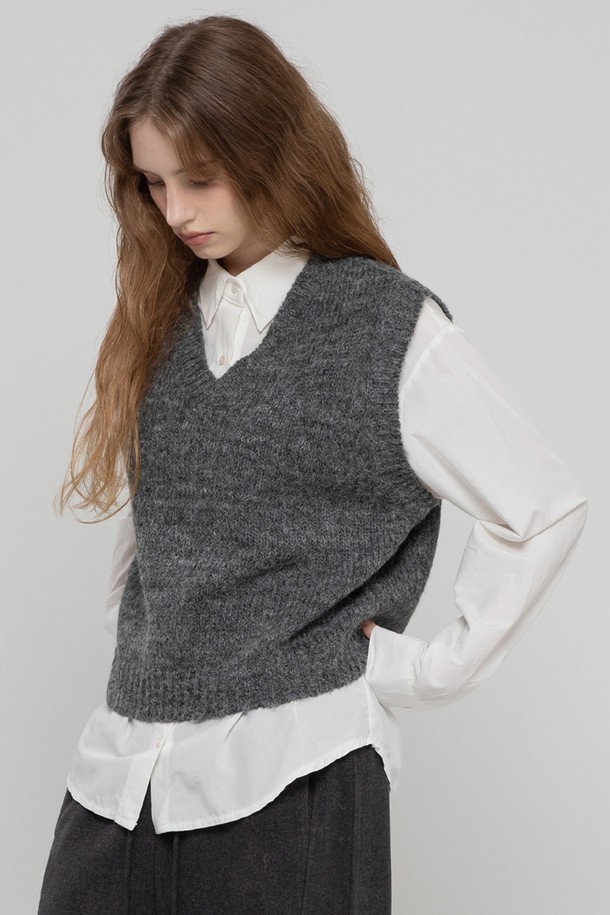 MORELIKEIT - 베스트 - WOOL SOFT KNIT BEST M/GREY