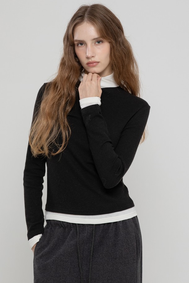 MORELIKEIT - 터틀넥 - WOOL LAYERED HIGH NECK TOP BLACK