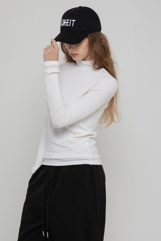 MORELIKEIT - 터틀넥 - WOOL LAYERED HIGH NECK TOP  IVORY