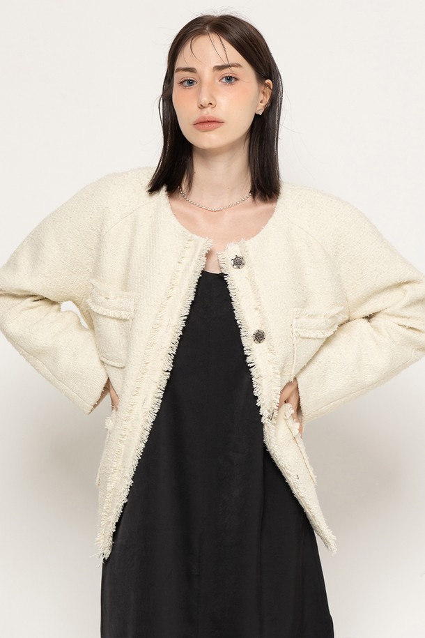 MORELIKEIT - 자켓 - WOOL TWEED DROP SHOULDER MIDI JACKET CREAM