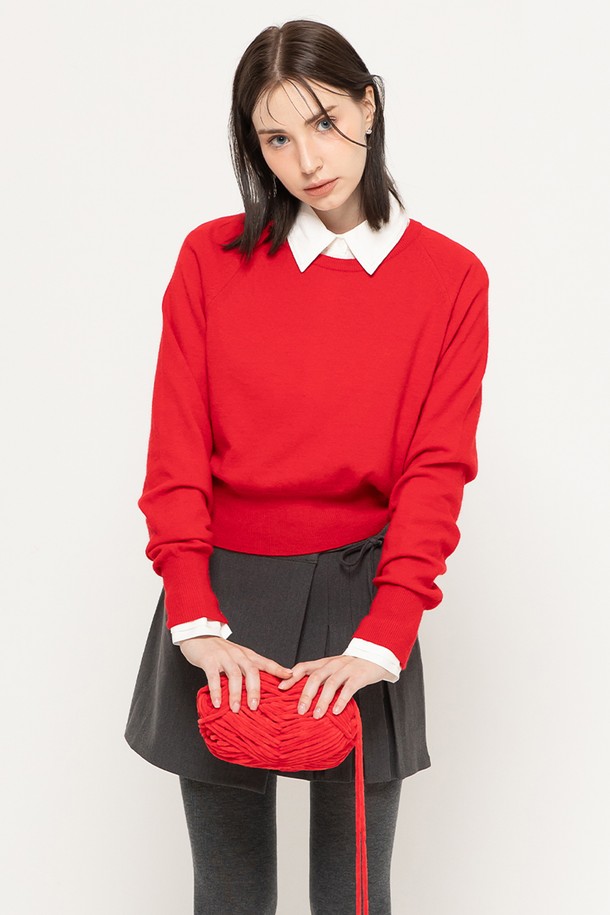 MORELIKEIT - 스웨터 - CASHMERE SLIM KNIT PULLOVER RED