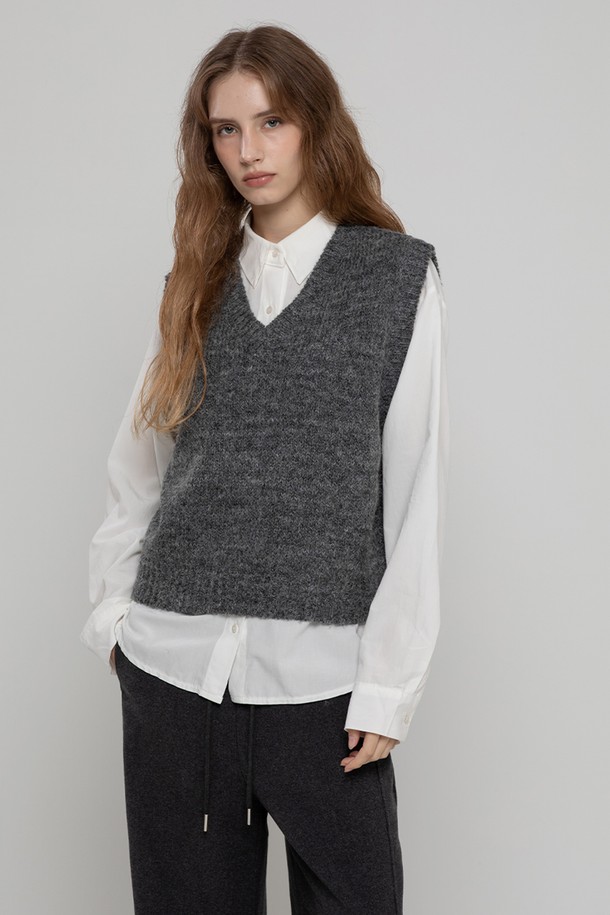 MORELIKEIT - 베스트 - WOOL SOFT KNIT BEST M/GREY