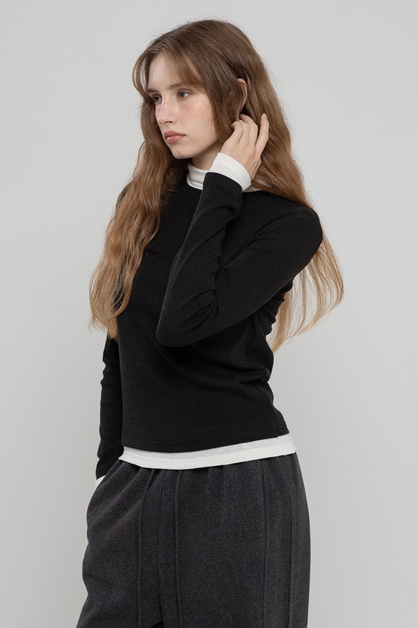 MORELIKEIT - 터틀넥 - WOOL LAYERED HIGH NECK TOP BLACK