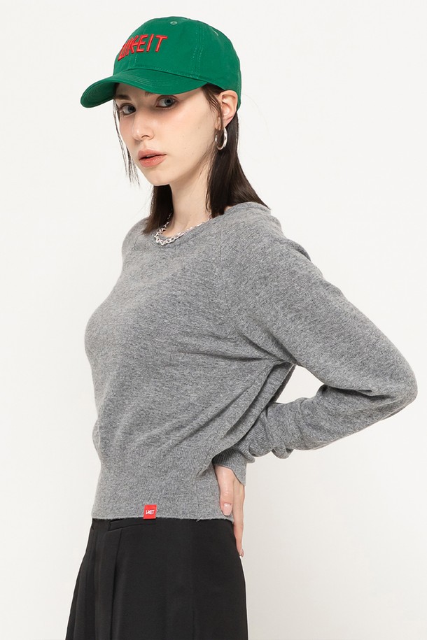 MORELIKEIT - 스웨터 - CASHMERE SLIM KNIT PULLOVER GREY