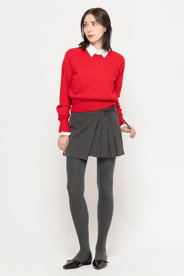 MORELIKEIT - 스웨터 - CASHMERE SLIM KNIT PULLOVER RED