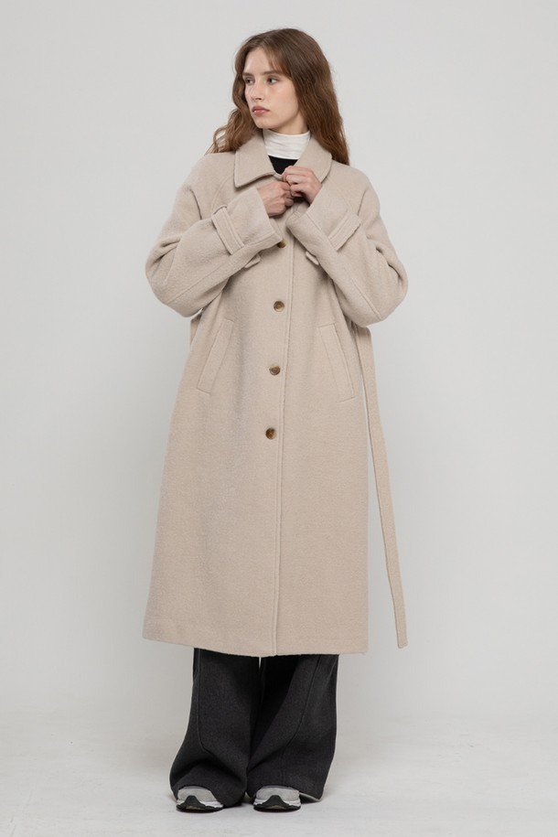 MORELIKEIT - 코트 - WOOL 100 LONG BALMACAN COAT IVORY