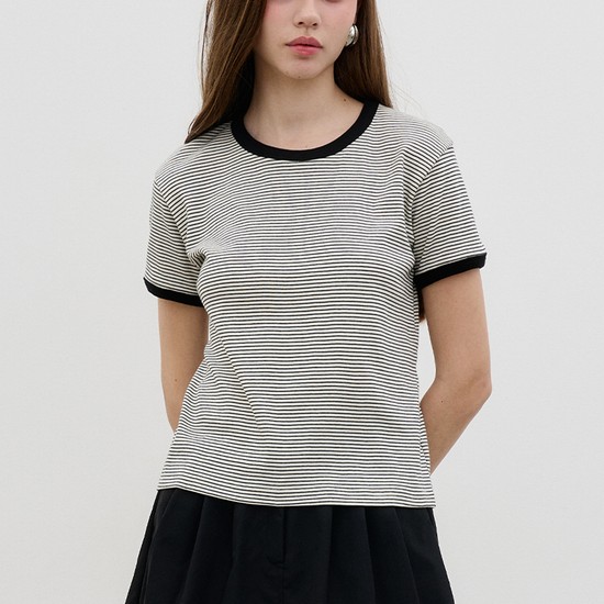 썸머 코튼 스트라이프 티셔츠 Summer Cotton Striped  T-Shirt Black