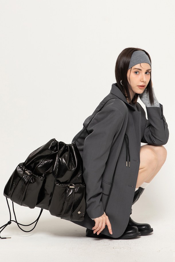 MORELIKEIT - 백팩 - DIA POCKET  VEGAN LEATHER  BACK PACK BLACK