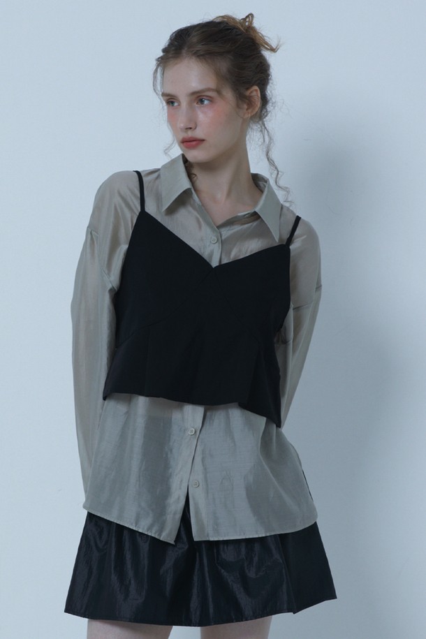 MORELIKEIT - 셔츠 - SEE THROUGH TENCEL COVER UP SHIRTS GREY