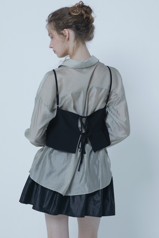 MORELIKEIT - 셔츠 - SEE THROUGH TENCEL COVER UP SHIRTS GREY