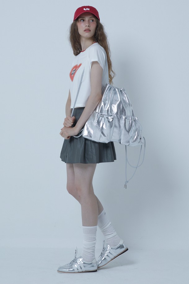 MORELIKEIT - 백팩 - DIA POCKET  VEGAN LEATHER  BACK PACK SILVER