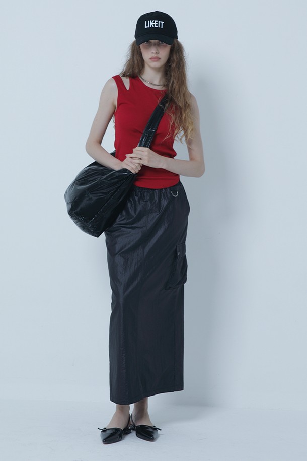 MORELIKEIT - 롱스커트 - UTILITY CARGO LONG SKIRT BLACK