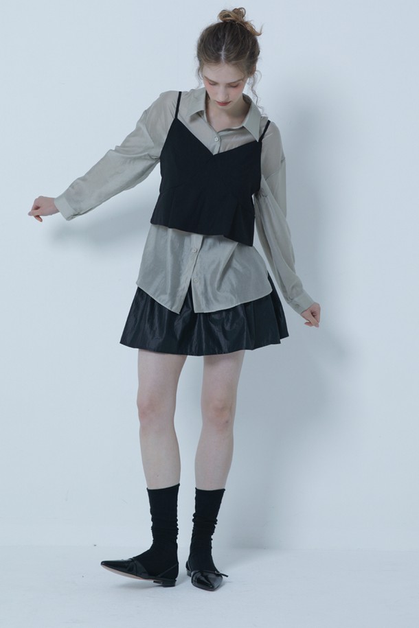 MORELIKEIT - 셔츠 - SEE THROUGH TENCEL COVER UP SHIRTS GREY