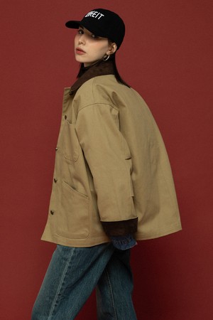 SUEDE 4 POCKET WORK JACKET BEIGE