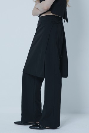 WRAP LAYERD PANTS BLACK